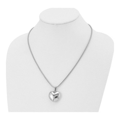 Stainless Steel Puffed Heart Pendant Necklace – view 6