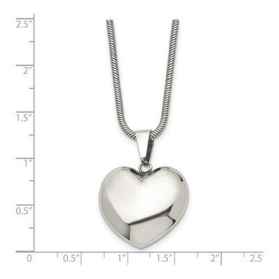 Stainless Steel Puffed Heart Pendant Necklace – view 7