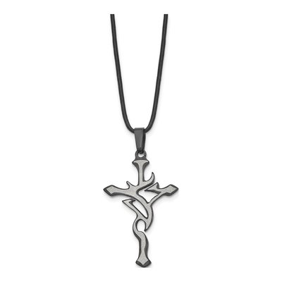 Black Stainless Steel Black Cross Necklace – view 4