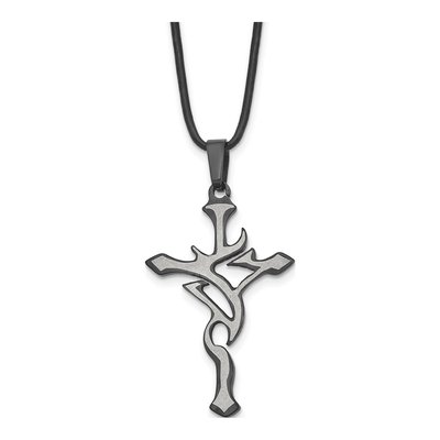Black Stainless Steel Black Cross Necklace
