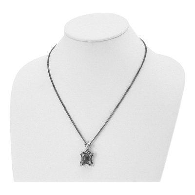 Stainless Steel Agate Fleur de Lis Pendant Necklace – view 6