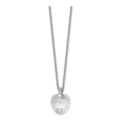 Stainless Steel Crystal & CZ Heart Pendant Necklace – view 5