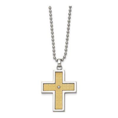 Stainless Steel Diamond Cross Pendant Necklace – view 4