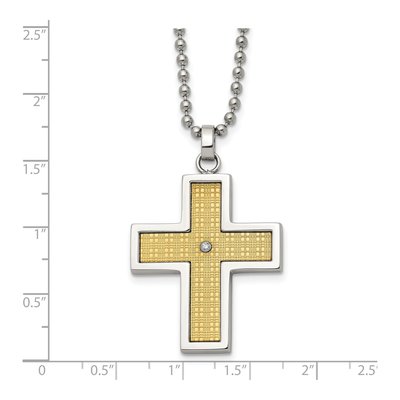 Stainless Steel Diamond Cross Pendant Necklace – view 6