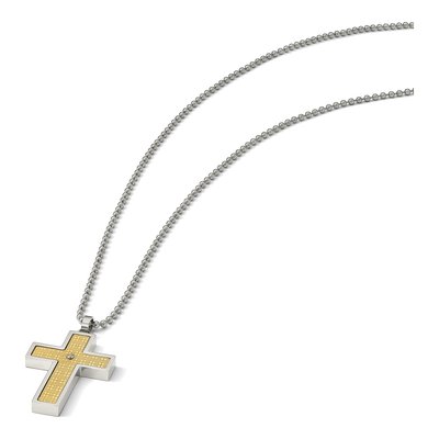 Stainless Steel Diamond Cross Pendant Necklace – view 7