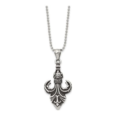 Stainless Steel Fleur de Lis Pendant Necklace – view 5