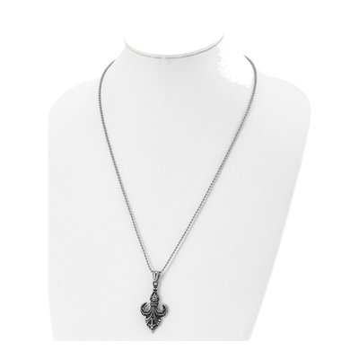 Stainless Steel Fleur de Lis Pendant Necklace – view 6