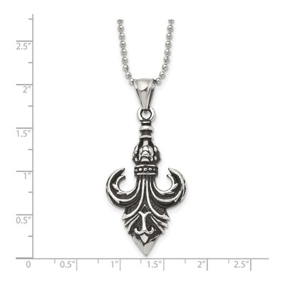 Stainless Steel Fleur de Lis Pendant Necklace – view 7