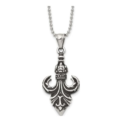 Stainless Steel Fleur de Lis Pendant Necklace