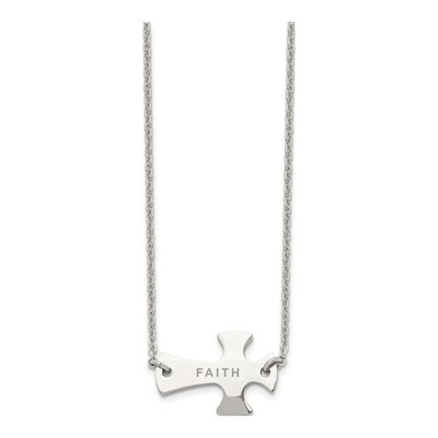 Stainless Steel Faith Sideways Cross Pendant Necklace – view 5