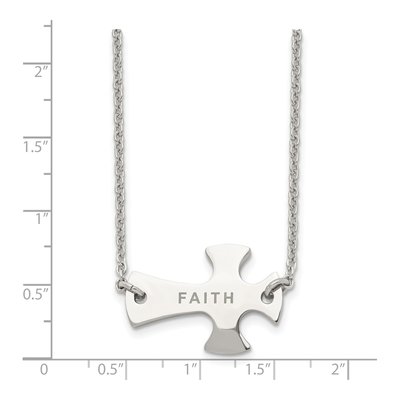 Stainless Steel Faith Sideways Cross Pendant Necklace – view 7