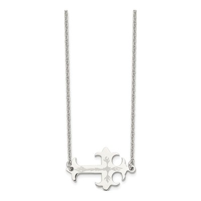 Stainless Steel Flame Sideways Cross Pendant Necklace – view 5