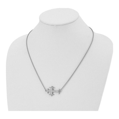 Stainless Steel Flame Sideways Cross Pendant Necklace – view 6