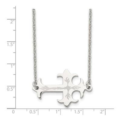 Stainless Steel Flame Sideways Cross Pendant Necklace – view 7