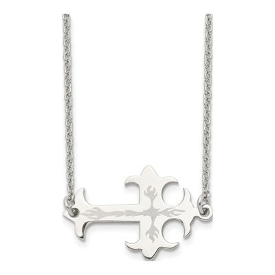 Stainless Steel Flame Sideways Cross Pendant Necklace