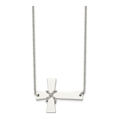 Stainless Steel Sideways Cross Pendant Necklace – view 4
