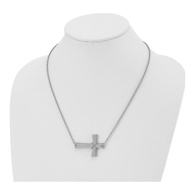 Stainless Steel Sideways Cross Pendant Necklace – view 5