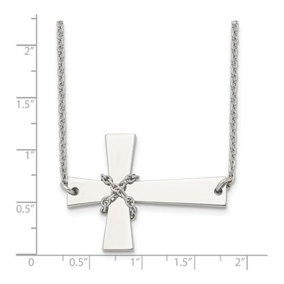 Stainless Steel Sideways Cross Pendant Necklace – view 6