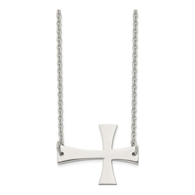 Stainless Steel Sideways Cross Pendant Necklace – view 4