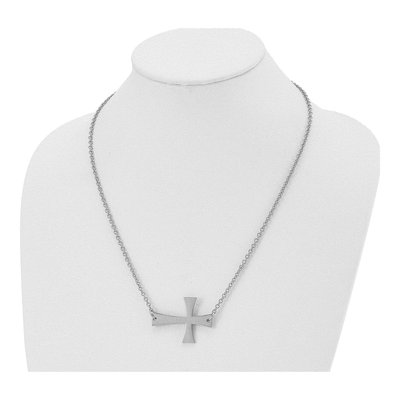 Stainless Steel Sideways Cross Pendant Necklace – view 5