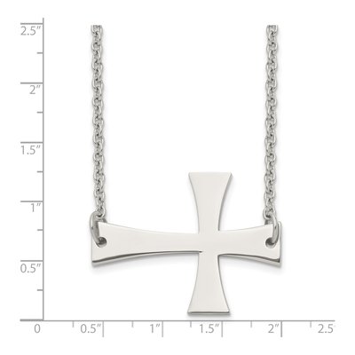 Stainless Steel Sideways Cross Pendant Necklace – view 6