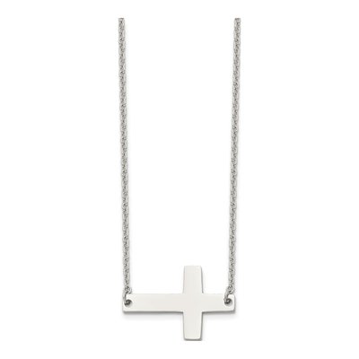 Stainless Steel Sideways Cross Pendant Necklace – view 4