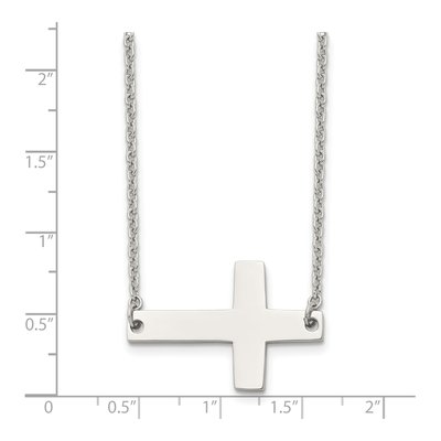 Stainless Steel Sideways Cross Pendant Necklace – view 5