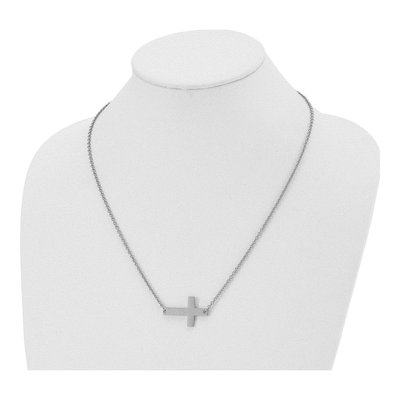 Stainless Steel Sideways Cross Pendant Necklace – view 7