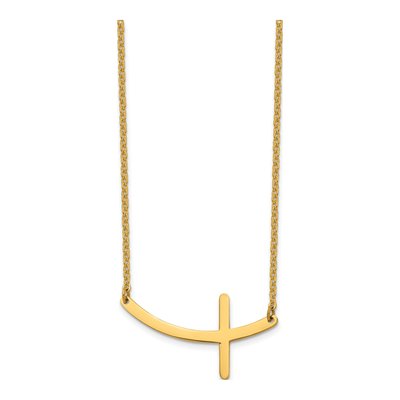 Stainless Steel IP Sideways Cross Pendant Necklace – view 5