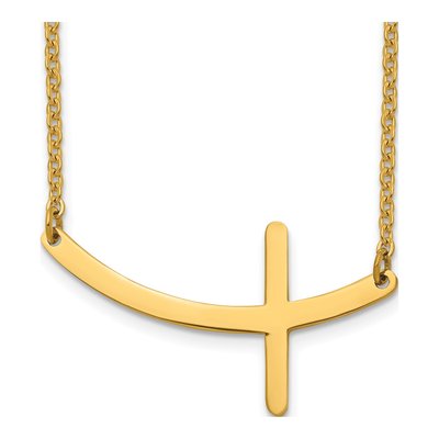 Stainless Steel IP Sideways Cross Pendant Necklace