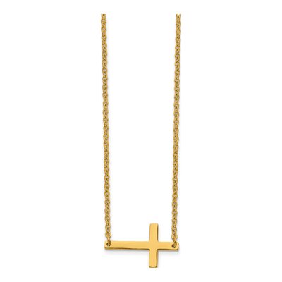 Stainless Steel Sideways Cross Pendant Necklace – view 5