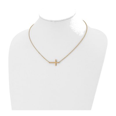 Stainless Steel Sideways Cross Pendant Necklace – view 6