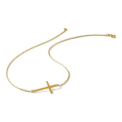 Stainless Steel Sideways Cross Pendant Necklace – view 8