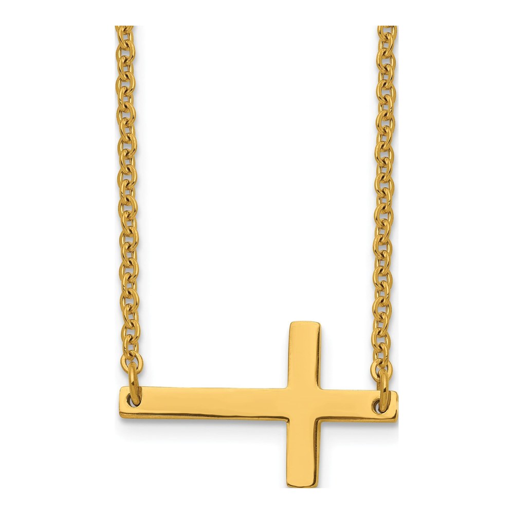 Chisel Stainless Steel Sideways Cross Necklace, 18"