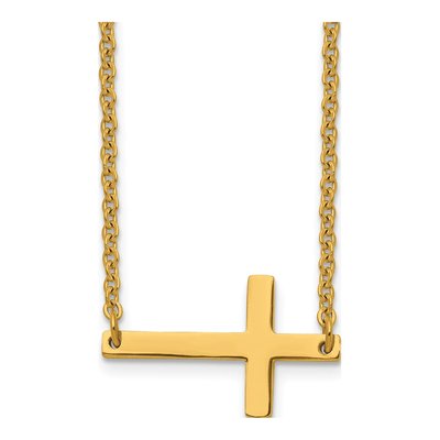 Stainless Steel Sideways Cross Pendant Necklace