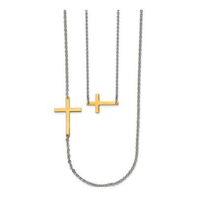 Stainless Steel Layered Cross Pendant Necklace – view 5