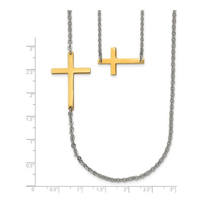 Stainless Steel Layered Cross Pendant Necklace – view 6