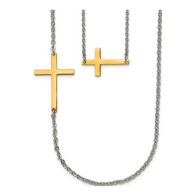Stainless Steel Layered Cross Pendant Necklace