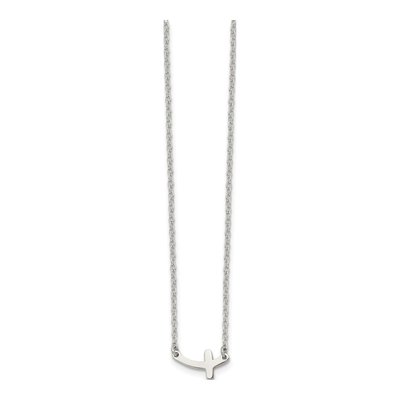 Stainless Steel Sideways Cross Pendant Necklace – view 5