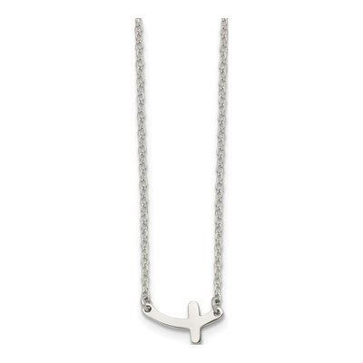Stainless Steel Sideways Cross Pendant Necklace