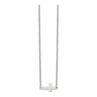 Stainless Steel Sideways Cross Pendant Necklace – view 5