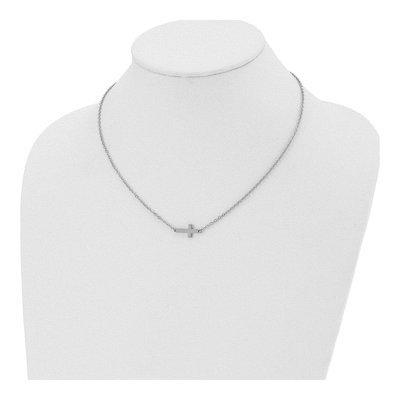 Stainless Steel Sideways Cross Pendant Necklace – view 6