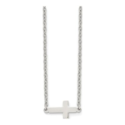 Stainless Steel Sideways Cross Pendant Necklace
