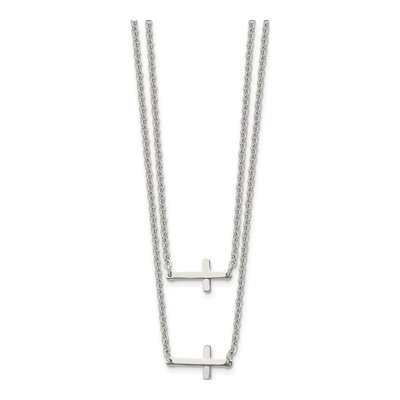 Stainless Steel Double Cross Layered Pendant Necklace – view 5