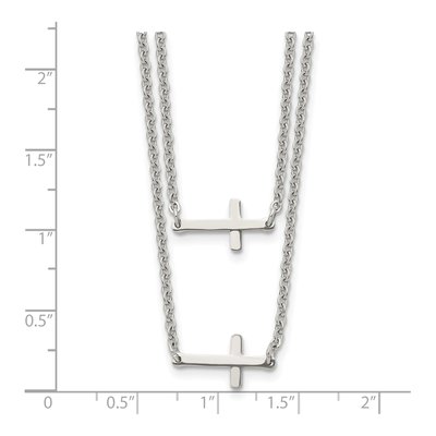 Stainless Steel Double Cross Layered Pendant Necklace – view 8