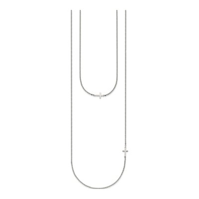 Stainless Steel Sideways Cross Pendant Necklace – view 5