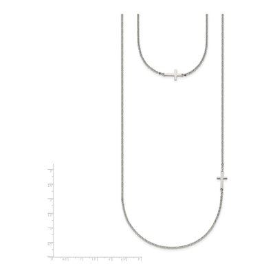 Stainless Steel Sideways Cross Pendant Necklace – view 6