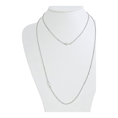 Stainless Steel Sideways Cross Pendant Necklace – view 7