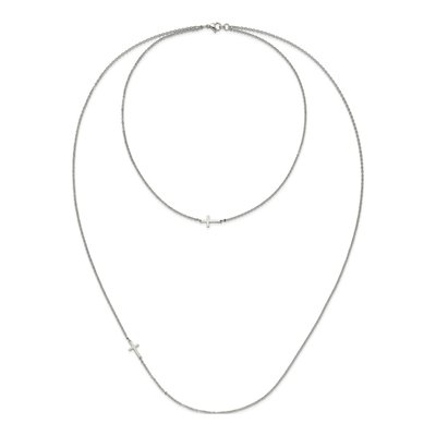 Stainless Steel Sideways Cross Pendant Necklace – view 8