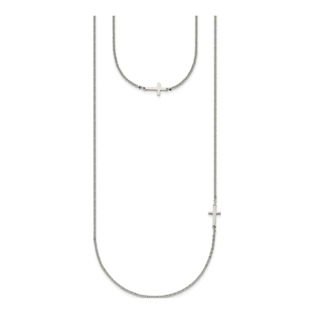 Stainless Steel Sideways Cross Pendant Necklace